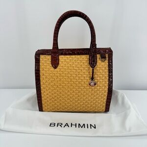 Brahmin‎ Beachrose Collection Caroline Straw Satchel Bag Purse Handbag READ